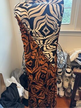Anthropologie Women’s Two-Tone Animal Print Maxi Dress - Brown & Black